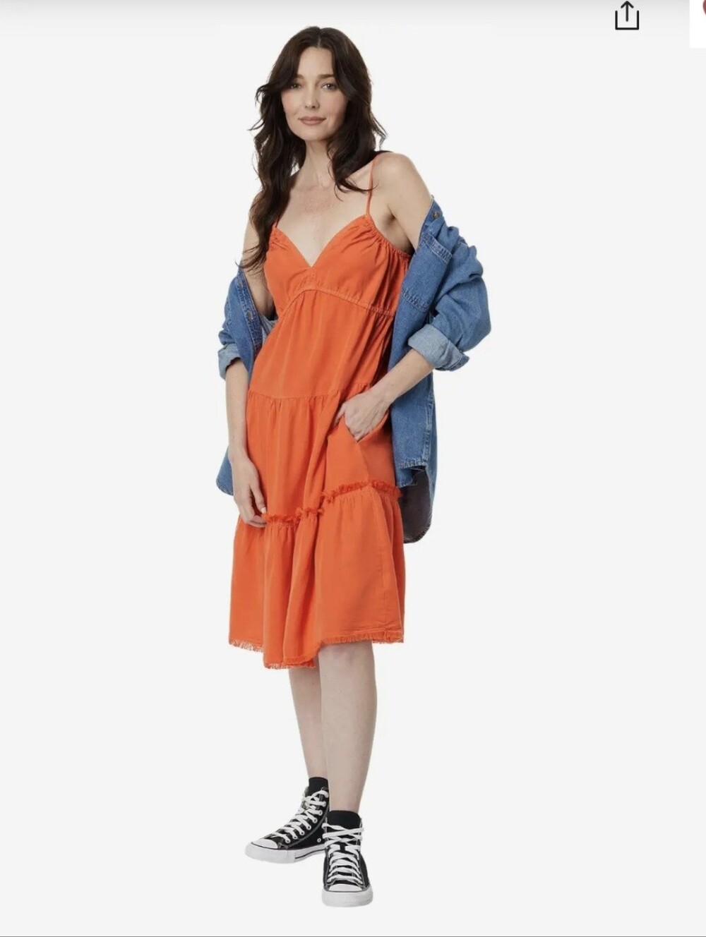 Kut From The Kloth Dress Zaniah Tangerine Orange Dress With Side Pockets Size Xl